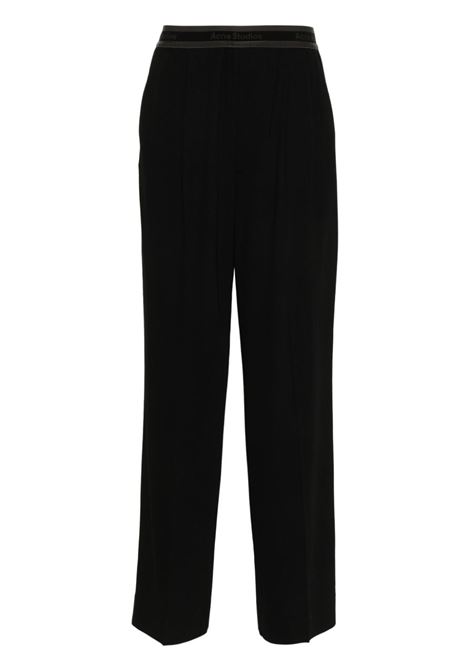 Black logo-waistband straight-leg trousers Acne - women ACNE STUDIOS | Trousers | AK0826900